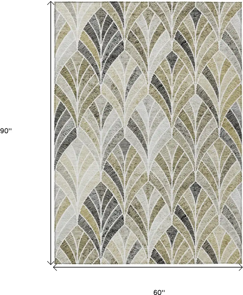Taupe Ivory And Brown Geometric Washable Indoor Outdoor Area Rug Photo 3