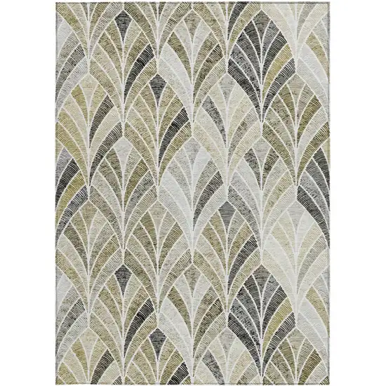 Taupe Ivory And Brown Geometric Washable Indoor Outdoor Area Rug Photo 7