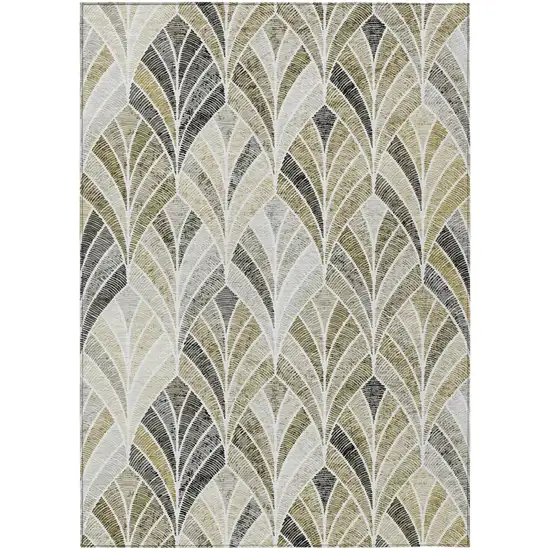 Taupe Ivory And Brown Geometric Washable Indoor Outdoor Area Rug Photo 2