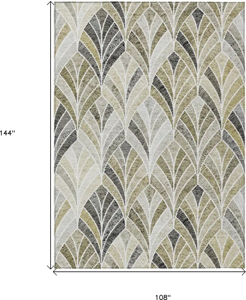 Taupe Ivory And Brown Geometric Washable Indoor Outdoor Area Rug Photo 3