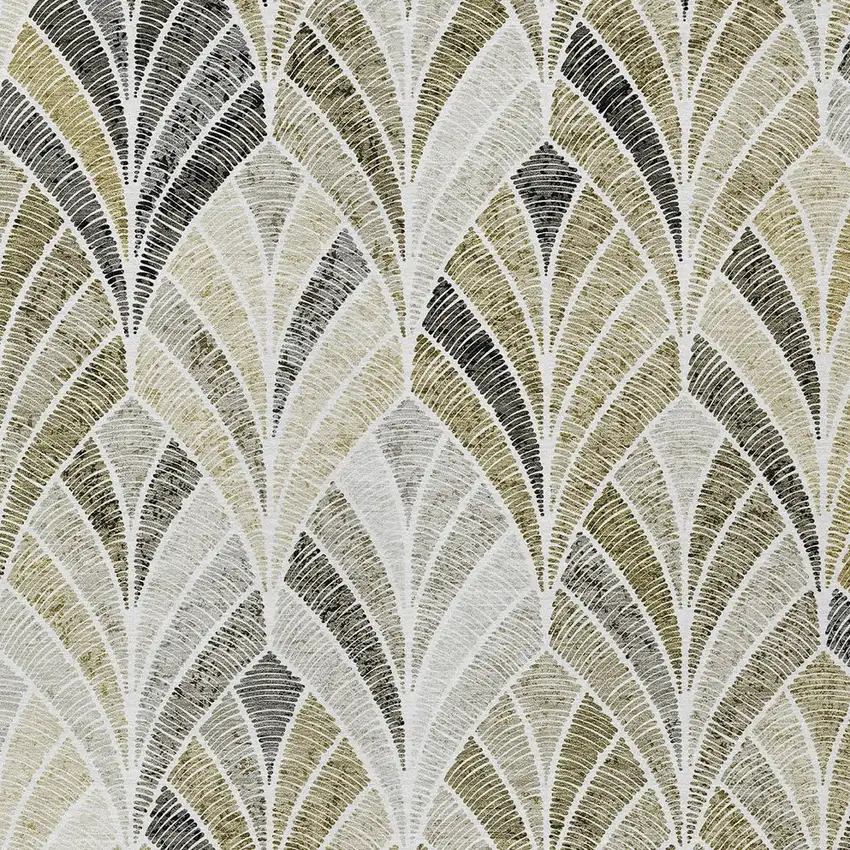 Taupe Ivory And Brown Geometric Washable Indoor Outdoor Area Rug Photo 7