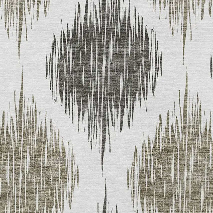 Taupe Ivory And Brown Ikat Washable Indoor Outdoor Area Rug Photo 6