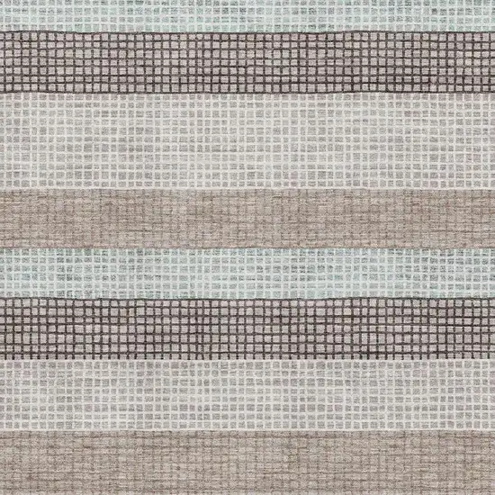 Taupe Ivory And Brown Striped Washable Area Rug With UV Protection Photo 3