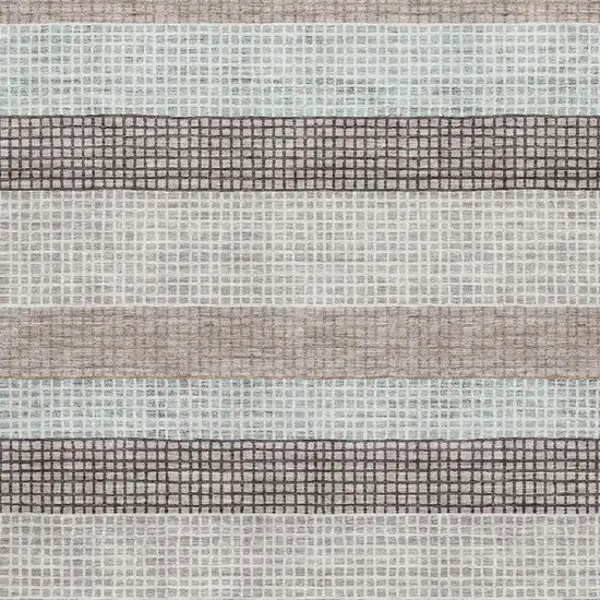 Taupe Ivory And Brown Striped Washable Area Rug With UV Protection Photo 3