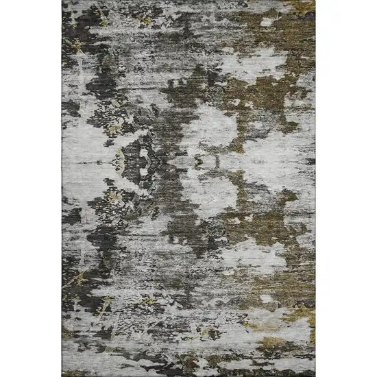 Taupe Ivory And Charcoal Abstract Washable Area Rug With UV Protection Photo 4