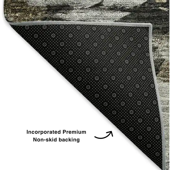 Taupe Ivory And Charcoal Abstract Washable Area Rug With UV Protection Photo 5