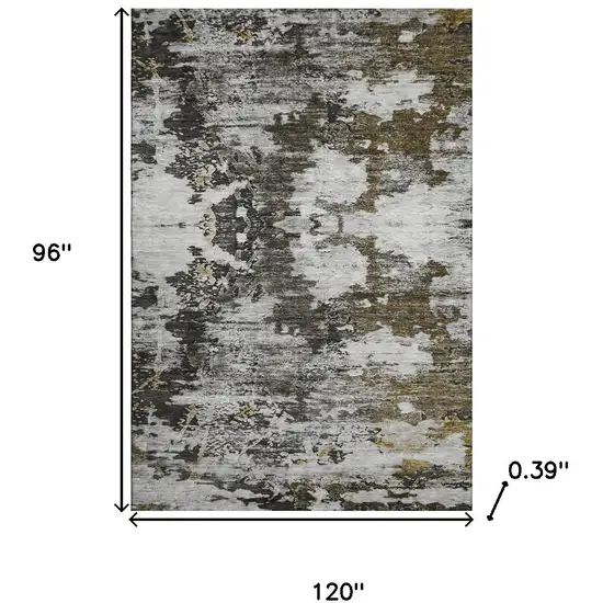 Taupe Ivory And Charcoal Abstract Washable Area Rug With UV Protection Photo 3