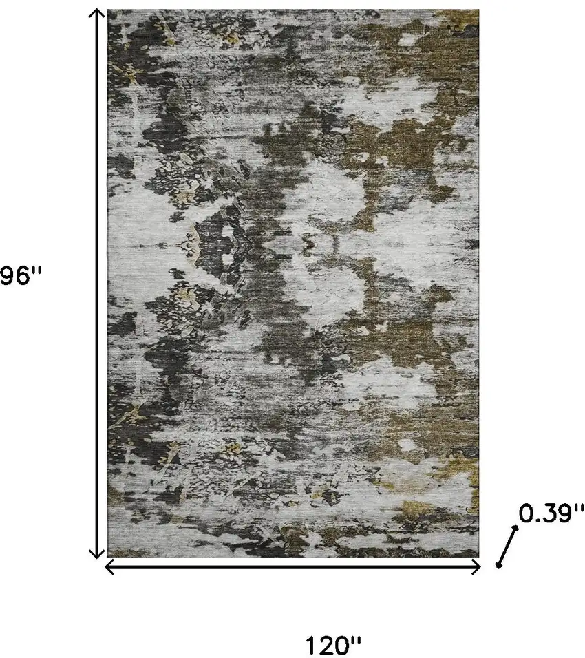 Taupe Ivory And Charcoal Abstract Washable Area Rug With UV Protection Photo 3