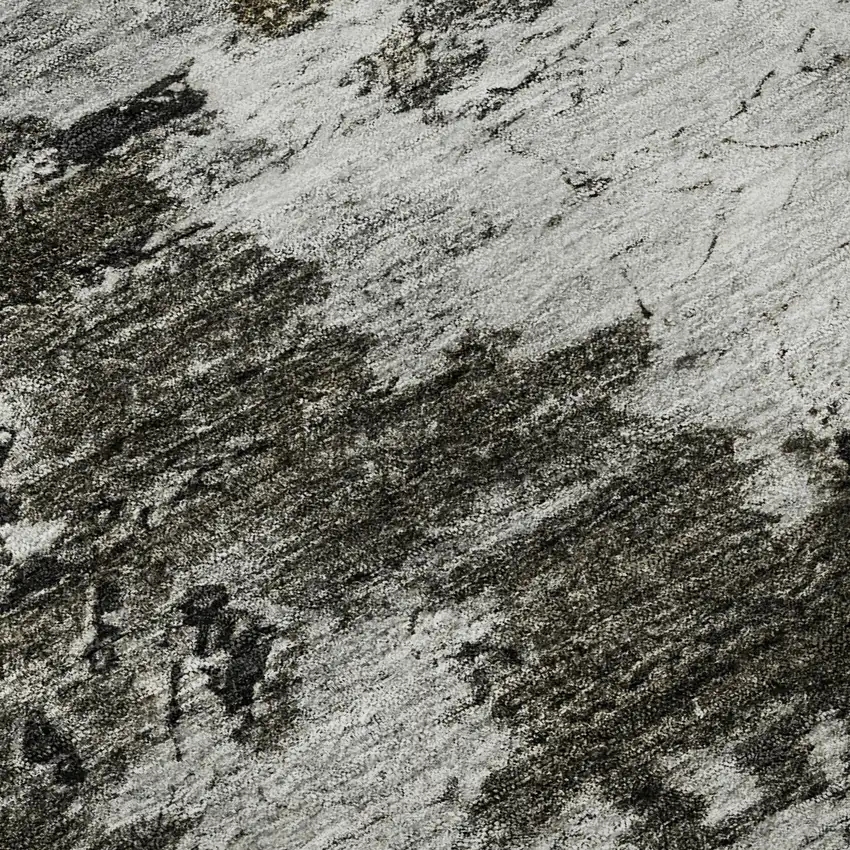 Taupe Ivory And Charcoal Abstract Washable Area Rug With UV Protection Photo 1