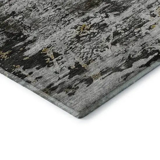 Taupe Ivory And Charcoal Abstract Washable Area Rug With UV Protection Photo 7