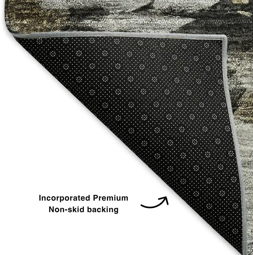 Taupe Ivory And Charcoal Abstract Washable Area Rug With UV Protection Photo 6