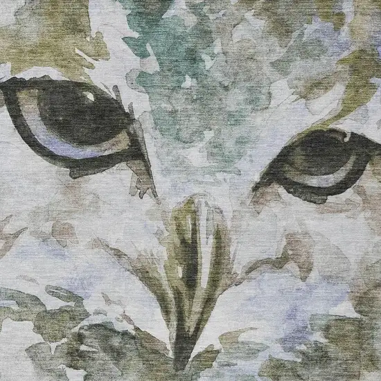 Taupe Ivory And Charcoal Owl Washable Indoor Outdoor Area Rug Photo 5