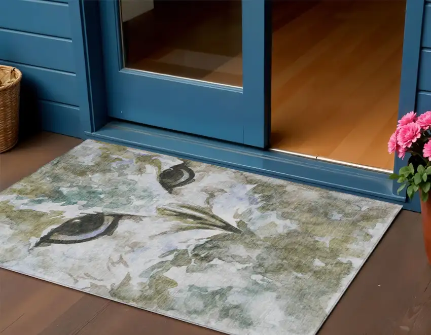 Taupe Ivory And Charcoal Owl Washable Indoor Outdoor Area Rug Photo 1