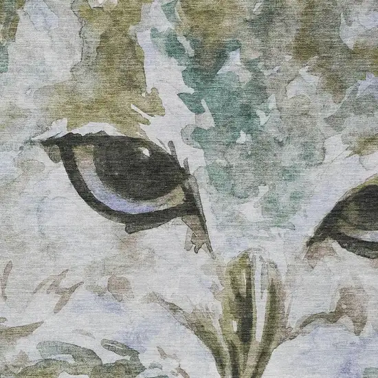 Taupe Ivory And Charcoal Owl Washable Indoor Outdoor Area Rug Photo 6