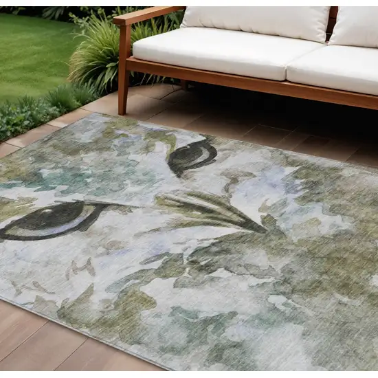Taupe Ivory And Charcoal Owl Washable Indoor Outdoor Area Rug Photo 1