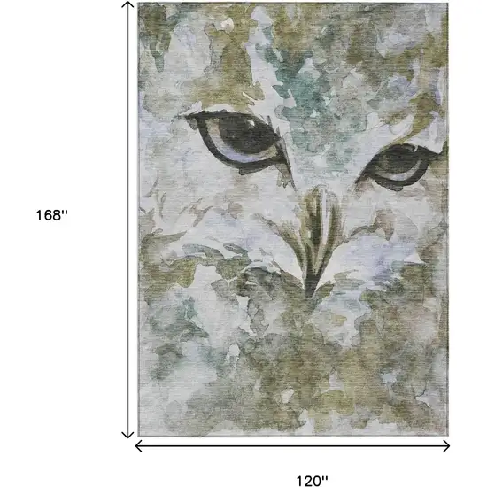Taupe Ivory And Charcoal Owl Washable Indoor Outdoor Area Rug Photo 3