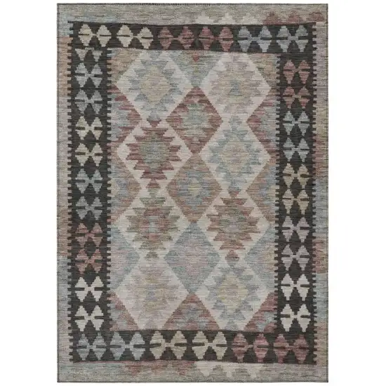 Taupe Ivory And Copper Tribal Washable Indoor Outdoor Area Rug Photo 1