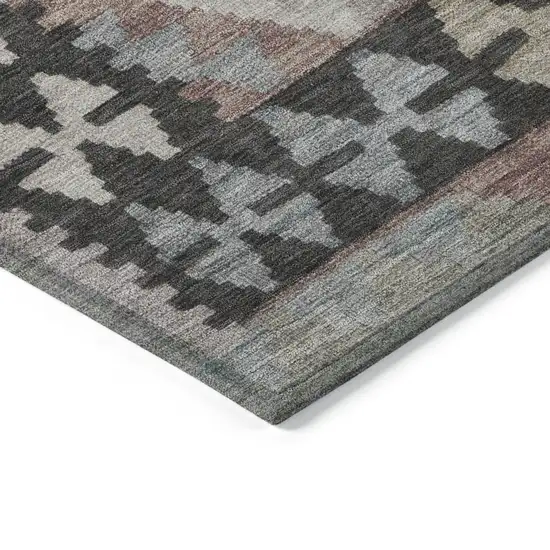 Taupe Ivory And Copper Tribal Washable Indoor Outdoor Area Rug Photo 3