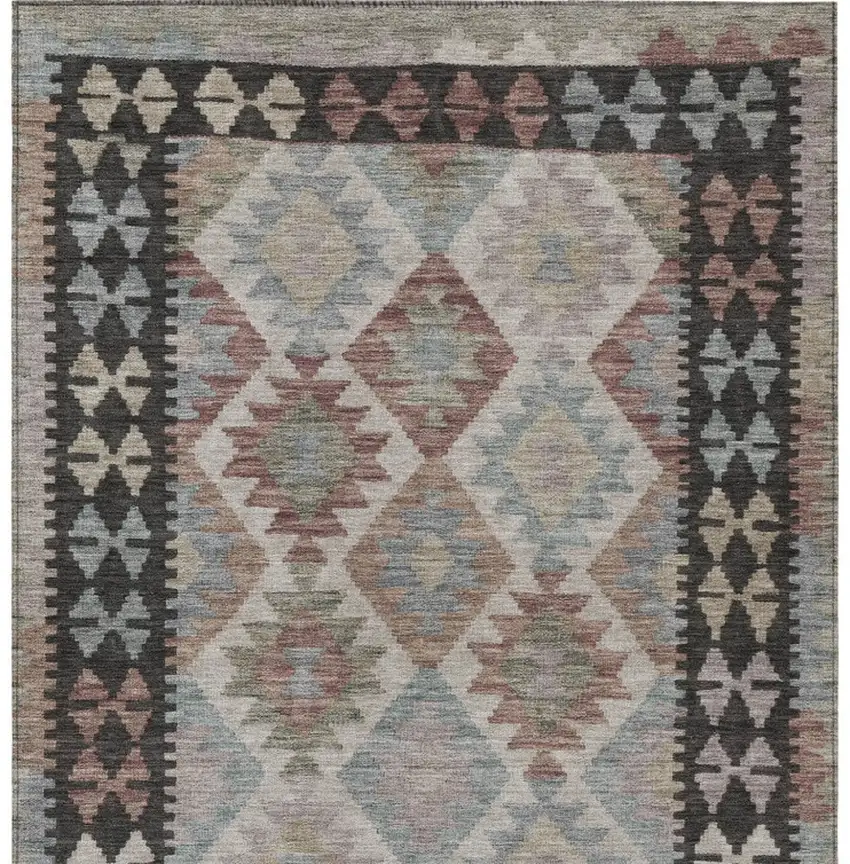 Taupe Ivory And Copper Tribal Washable Indoor Outdoor Area Rug Photo 6