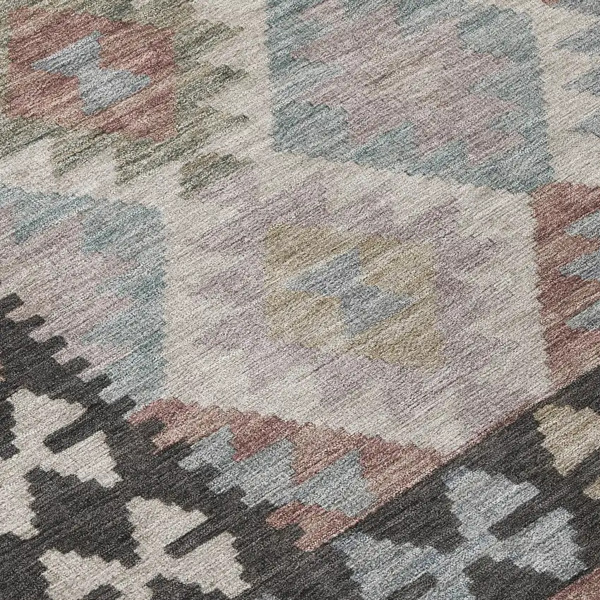 Taupe Ivory And Copper Tribal Washable Indoor Outdoor Area Rug Photo 4