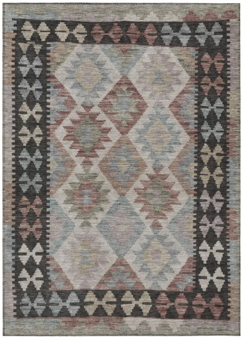 Taupe Ivory And Copper Tribal Washable Indoor Outdoor Area Rug Photo 1