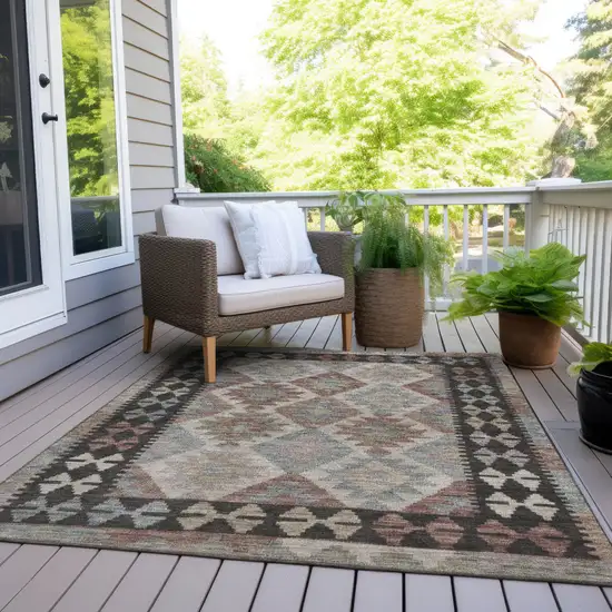Taupe Ivory And Copper Tribal Washable Indoor Outdoor Area Rug Photo 9
