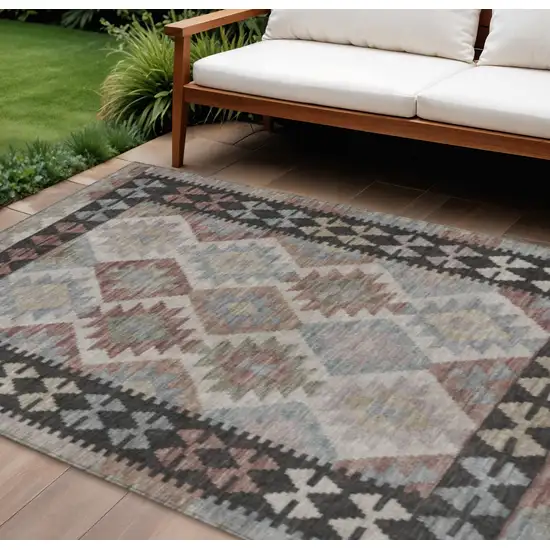 Taupe Ivory And Copper Tribal Washable Indoor Outdoor Area Rug Photo 2