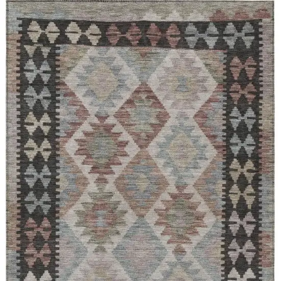 Taupe Ivory And Copper Tribal Washable Indoor Outdoor Area Rug Photo 3