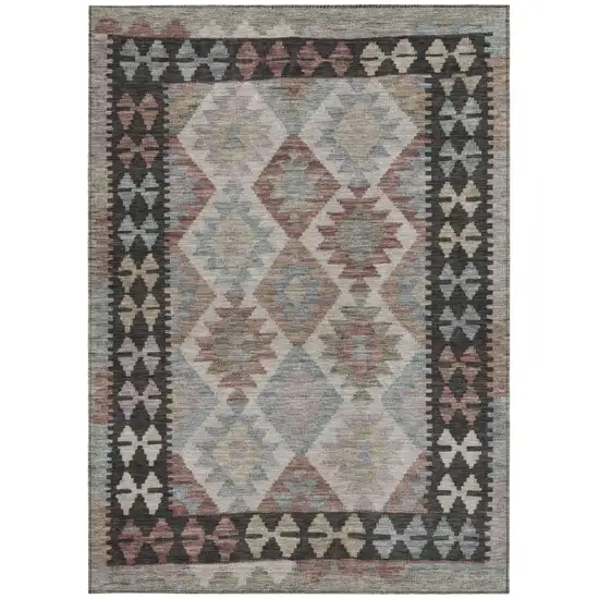 Taupe Ivory And Copper Tribal Washable Indoor Outdoor Area Rug Photo 4