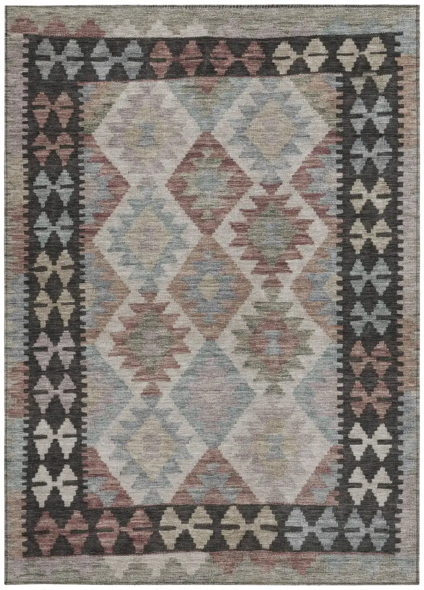 Taupe Ivory And Copper Tribal Washable Indoor Outdoor Area Rug Photo 4