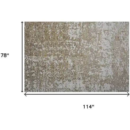 Gold and Ivory Abstract Area Rug With Fringe Photo 4