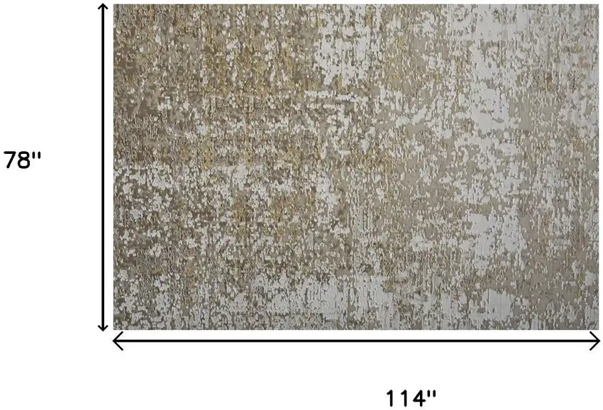 Gold and Ivory Abstract Area Rug With Fringe Photo 4