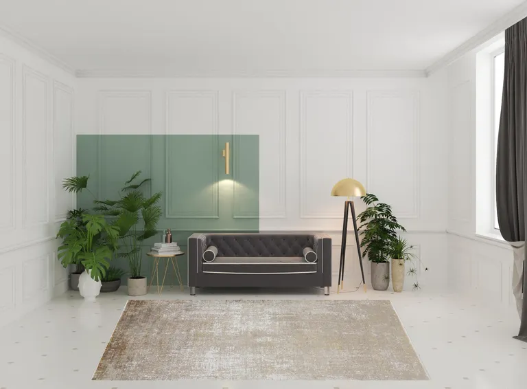 Taupe Ivory And Gold Abstract Area Rug With Fringe Photo 3