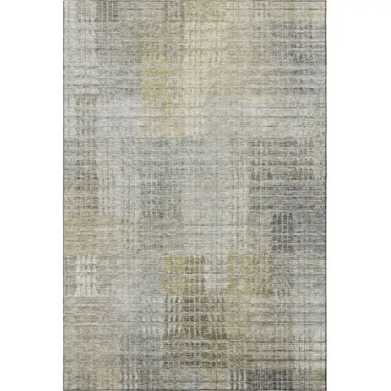 Taupe Ivory And Gold Abstract Geometric Washable Area Rug With UV Protection Photo 3