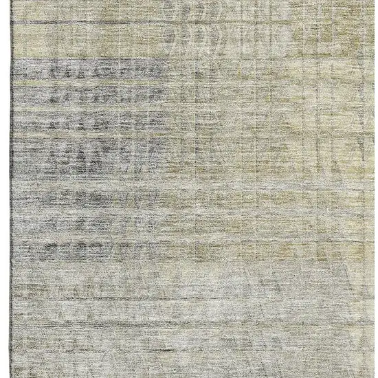Taupe Ivory And Gold Abstract Geometric Washable Area Rug With UV Protection Photo 3
