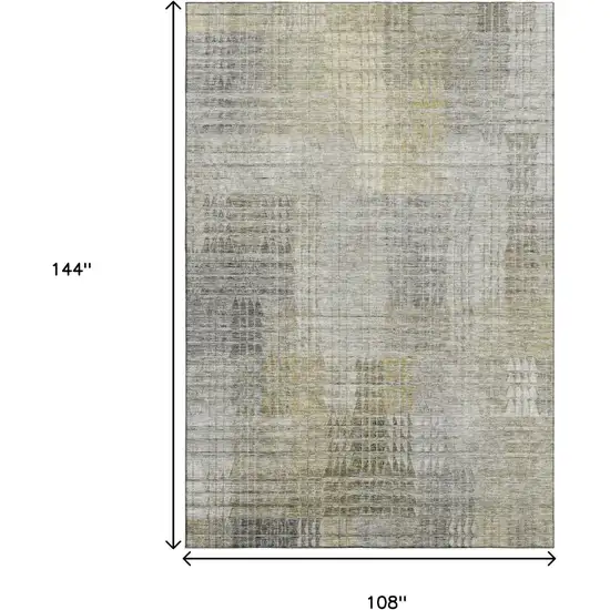 Taupe Ivory And Gold Abstract Geometric Washable Area Rug With UV Protection Photo 3