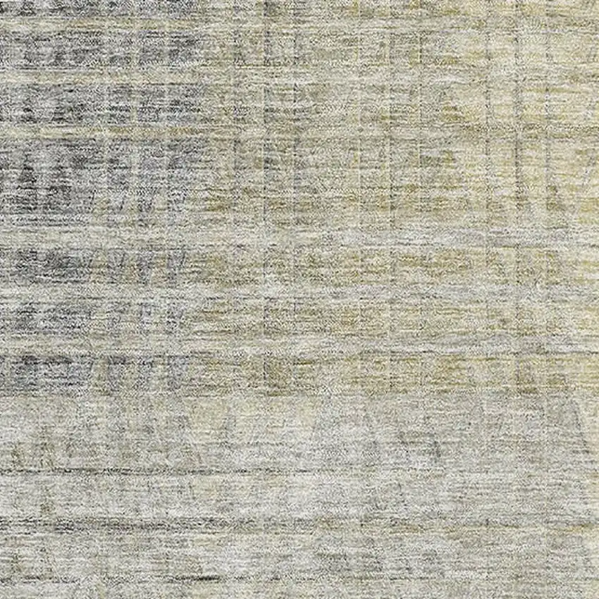 Taupe Ivory And Gold Abstract Geometric Washable Area Rug With UV Protection Photo 3