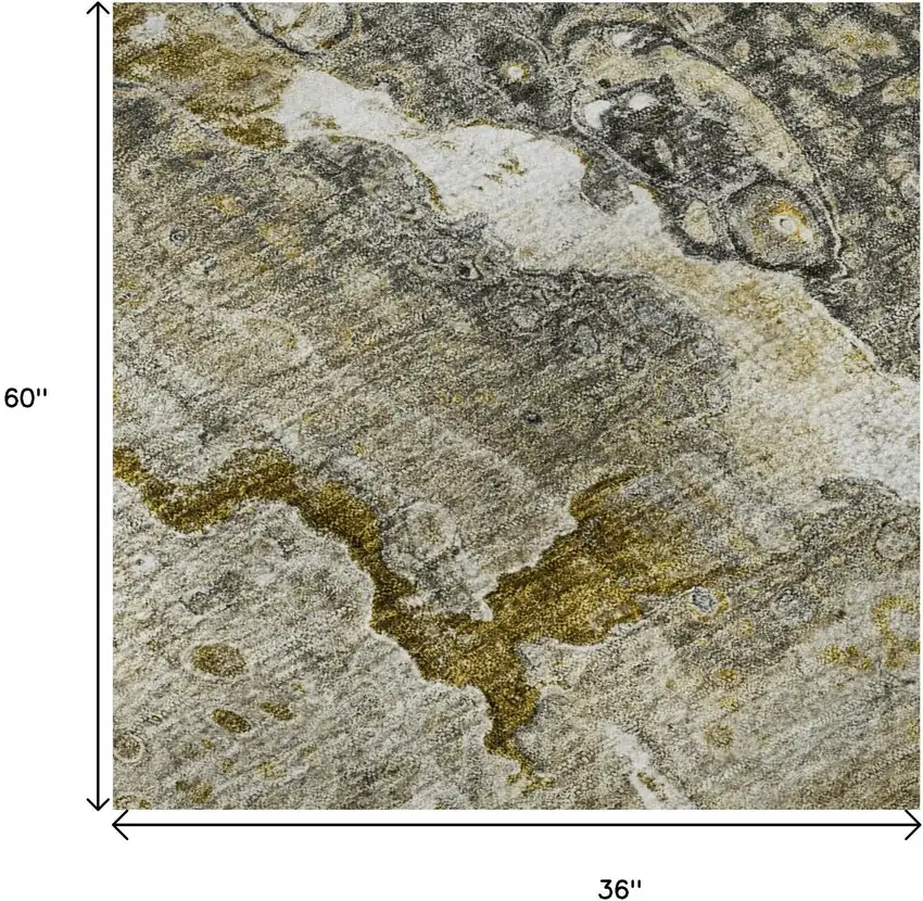 Taupe Ivory And Gold Abstract Washable Area Rug With UV Protection Photo 9