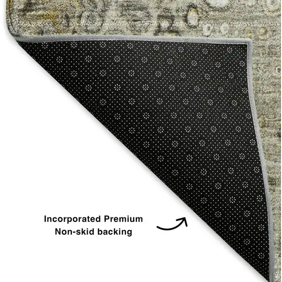 Taupe Ivory And Gold Abstract Washable Area Rug With UV Protection Photo 6