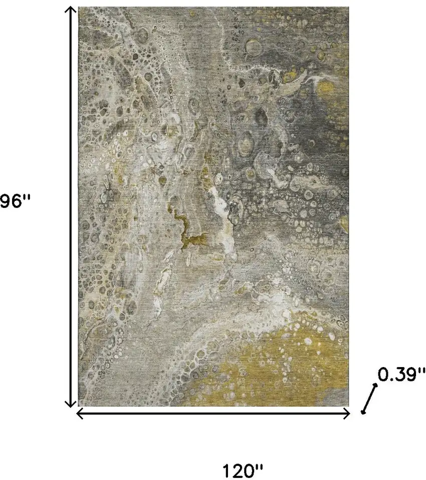 Taupe Ivory And Gold Abstract Washable Area Rug With UV Protection Photo 3