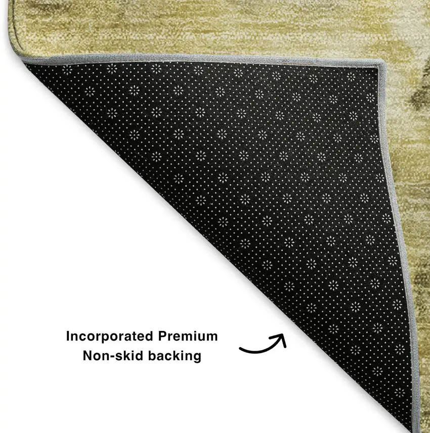 Taupe Ivory And Gold Abstract Washable Area Rug With UV Protection Photo 9