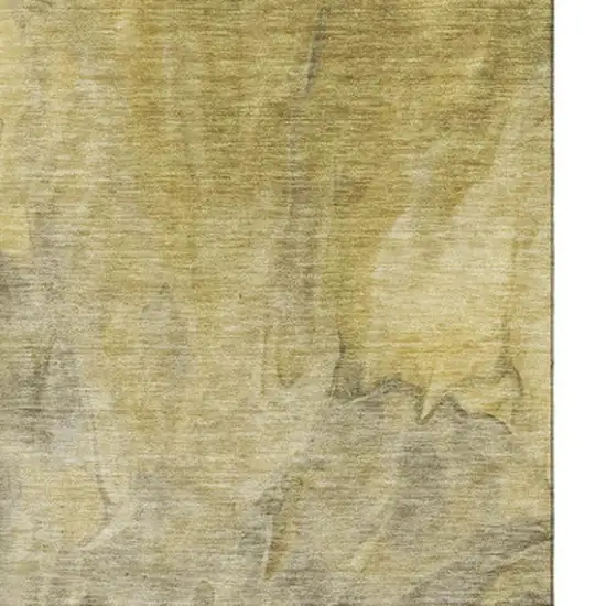 Taupe Ivory And Gold Abstract Washable Area Rug With UV Protection Photo 8
