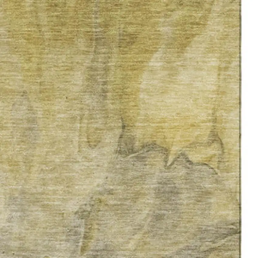 Taupe Ivory And Gold Abstract Washable Area Rug With UV Protection Photo 3