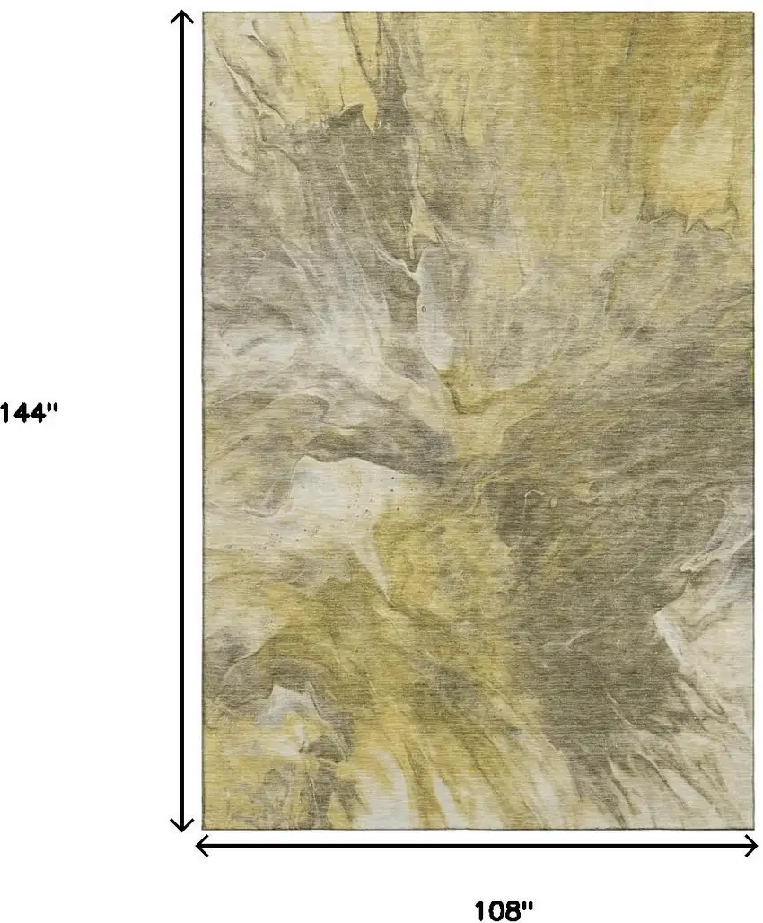 Taupe Ivory And Gold Abstract Washable Area Rug With UV Protection Photo 6