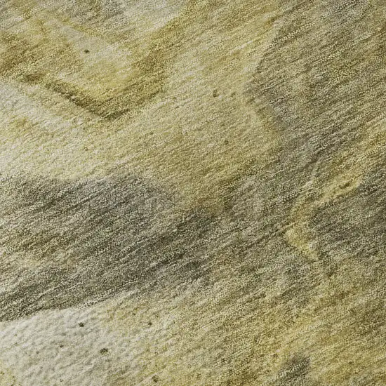 Taupe Ivory And Gold Abstract Washable Area Rug With UV Protection Photo 3