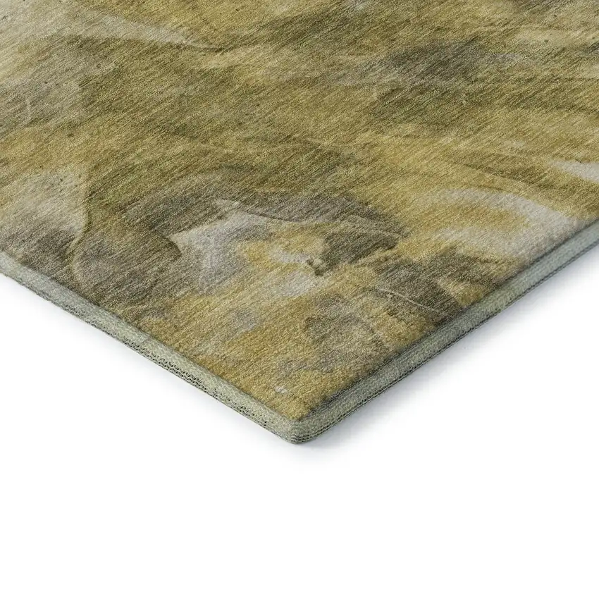 Taupe Ivory And Gold Abstract Washable Area Rug With UV Protection Photo 8