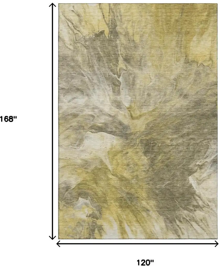 Taupe Ivory And Gold Abstract Washable Area Rug With UV Protection Photo 7