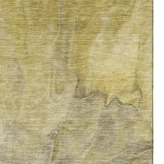 Taupe Ivory And Gold Abstract Washable Area Rug With UV Protection Photo 3