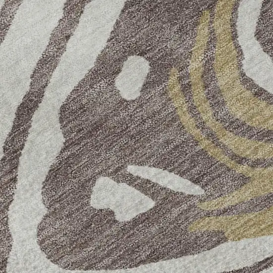 Taupe Ivory And Gold Abstract Washable Area Rug With UV Protection Photo 7