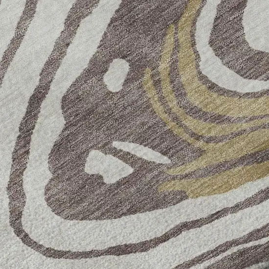 Taupe Ivory And Gold Abstract Washable Area Rug With UV Protection Photo 8